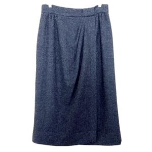 Vintage Carlisle Wool Faux Wrap Midi Skirt Dark Academia Old Money Quiet Luxury